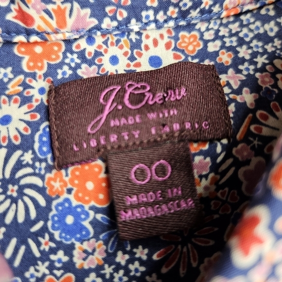 J. Crew x Liberty Fabric London Size 00 Kayoko Deep Blue Floral pattern Button D - Picture 5 of 7